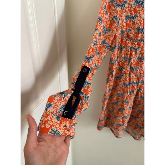 Anthropologie Top Women's 4 Vanessa Virginia Honore Tiger Popover Blouse - Picture 3 of 10